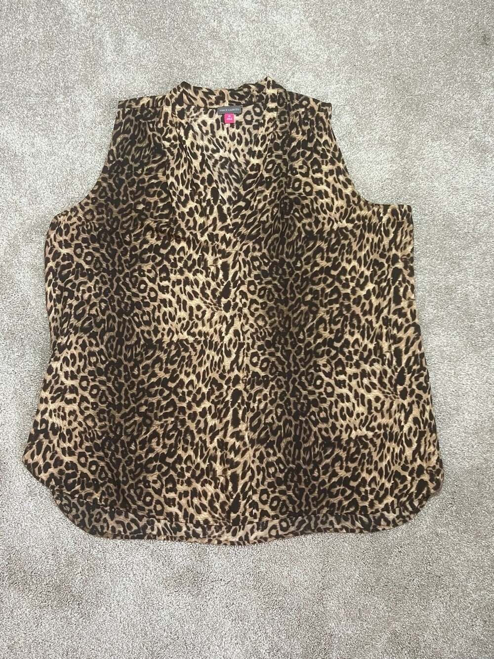 Vince Camuto Animal Print Blouse Size 2X Sleeveless V-Neck Tank
